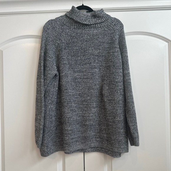 ColdWater Creek Black and White Knitted, Folded Turtle Neck Oversize Sweater - Picture 5 of 5